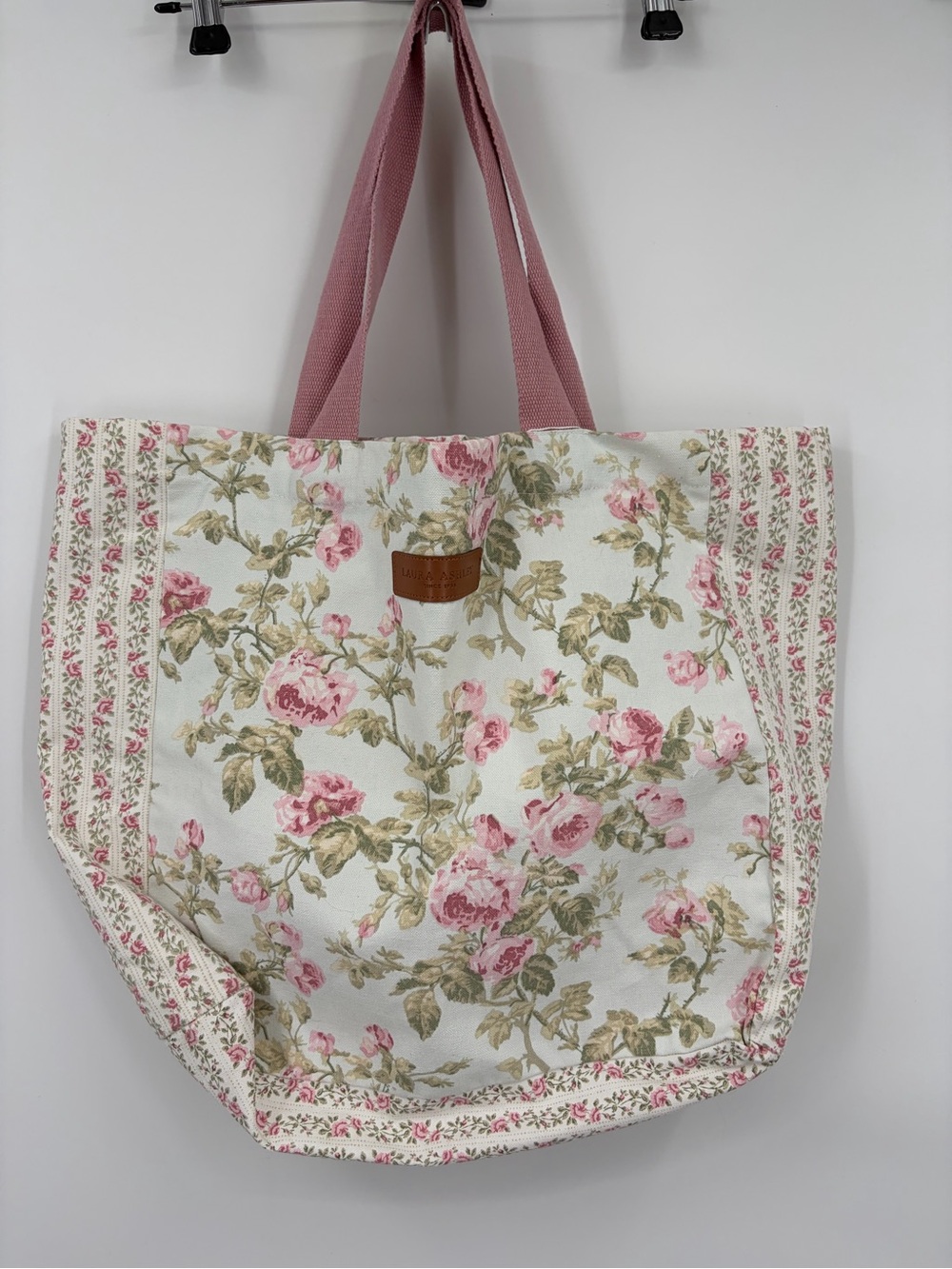 Laura Ashley Pink & Cream Rose-Print Canvas Tote - Picture 2 of 7